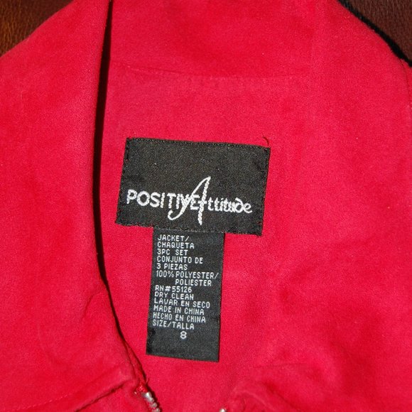 POSITIVE ATTITUDE Red Women's Zipper Jacket SIze 8 - Picture 9 of 10
